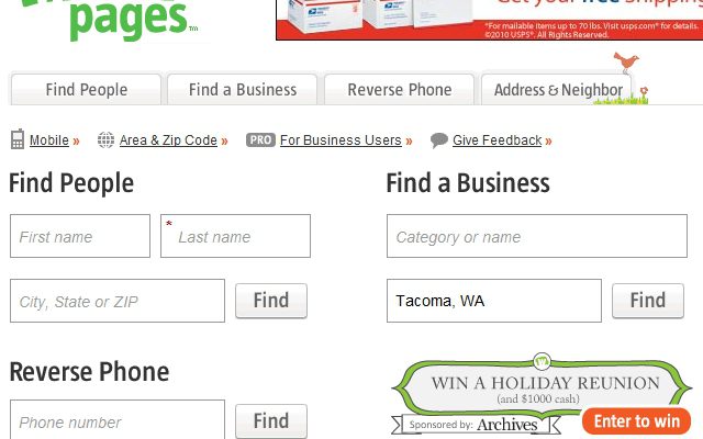 What are the contact details for white pages directory?