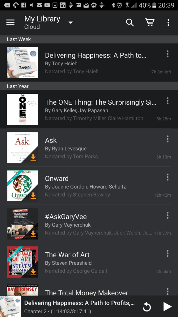 My audible library picture on my phone