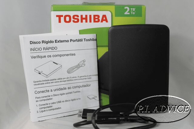 Inside box of Toshiba Hard Drive